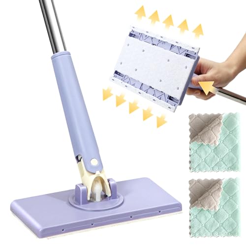 Mopa de metabolismo automático, minifregona plana multifunción de 360°, minifregona manos libres, compatible con paños faciales, para limpiar suelos, limpieza de armarios, espejos, paredes, cocinas