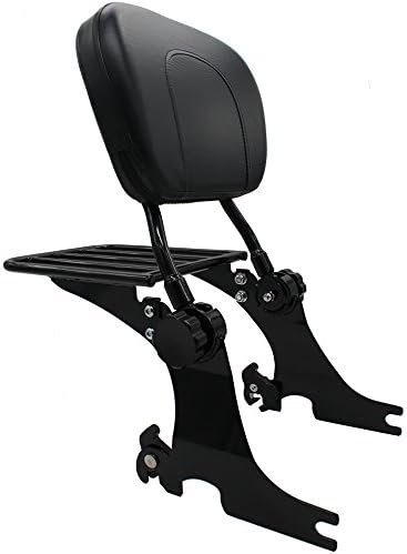 VBROS Black Adjustable Passenger Backrest Sissy Bar Luggage Rack Fit Harley Davidson Sportster 883 & 1200 1994 1995 1996 1997 1998 1999 2000 2001 2002 2003