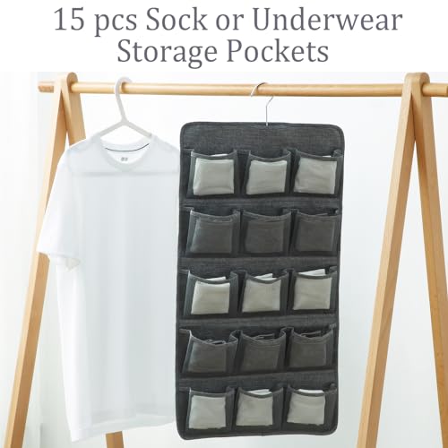 1Pack Closet Organizers and Storage, Wardrobe Underwear Hanging Storage Shelves, Portable Mesh Oxford Cloth Foldable Washable Rotating Organization for Pants Socks Underwear Bra（5+15 Pockets） by Weahoen - Image 4