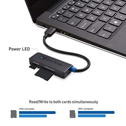 Cable Matters Dual Slot Usb C Card Reader (Usb C Sd Card Reader) In Black For Micro Sd, Sdhc, Sdxc Memory Cards - Thunderbolt 4 / Usb4 / Thunderbolt 3 Port Compatible #TOP2