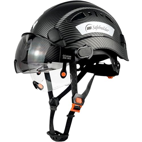 Industrial Safety Helmet with Visor ABS Hard Hat with Visor Adjustable Ventilation Hardhats Construction Head Protection ANSI Z89.1