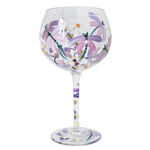 Lesser & Pavey Lynsey Johnstone Dragonflies & Daisies Gin Glass for Home Kitchen Restaurant & Parties | Lovely Gin Glassware for Drinks | Gift for Women Men Wedding & Christmas