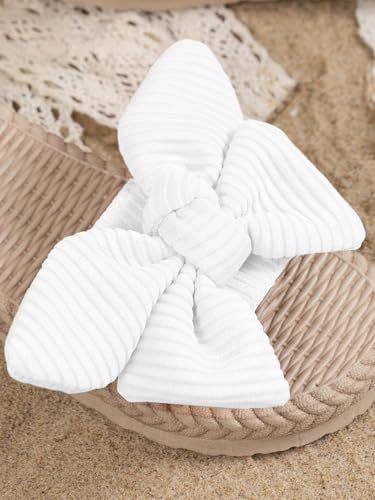 Image of GORGLITTER Girl's Sandals Summer Cute Fashion Trendy Beach Vacation Slides Sandals Bow Braided Slip on Dress Sandals