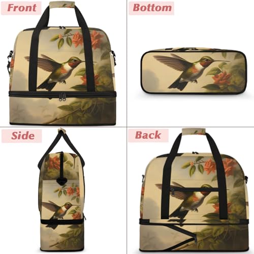 Large Weekender Overnight Bags Japanese Animal Bird Travel Duffel Bag for Women Men Gym Bag With Shoe Compartment Foldie Travel Tote Bag Carry On Personal Item Bag for Travel Gym Sports3