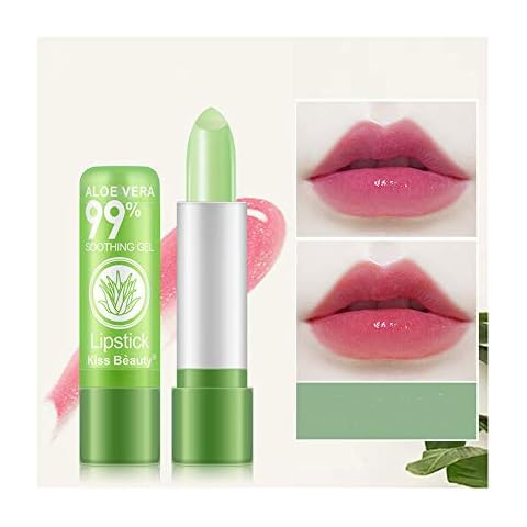Discoloration Lipstick Soft Texture Long Lasting Balm Aloin Shining Luster Non-sticky Moisturizing Waterproof Easy to Apply Natural Soft Even Smooth Lipstick (Green) Cover