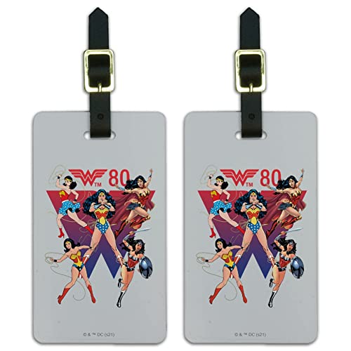 Wonder Woman 80th Through The Ages Luggage ID Tags Carry-On Cards - Set of 2