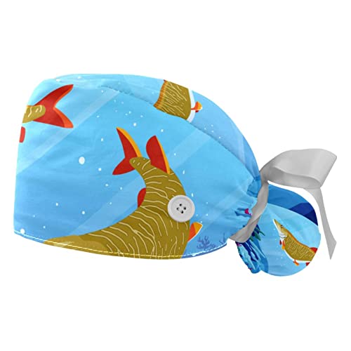 Chapeaux bouffants Poisson JDEZ : lot de 2 casquettes de travail ajustables