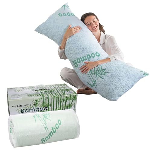 Golden Linens Full Body Pillow Hotel Quality Shredded Memory Foam with Removable Cover with Zipper - with Cool-Flow - 16