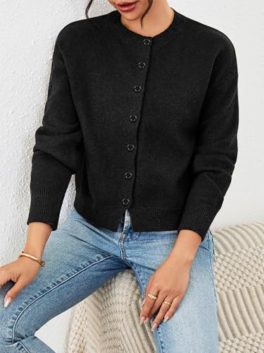 Image of Ibeauti Cropped Cardigan Sweaters for Women 2026 Trendy Spring Y2k Outfit Long Sleeve Button up Open Front Short Knit Sweater