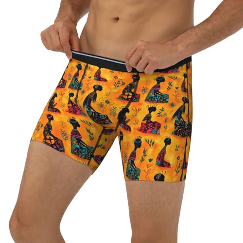 Calzoncillos tipo calzones para hombre con estampado tribal para mujer, suaves y transpirables que absorben la humedad, Negro, M