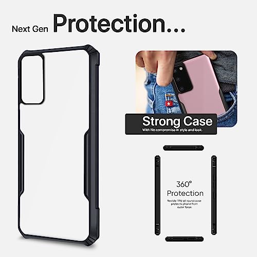Image of Outlouders Back Cover for Samsung Galaxy S20FE | Ultra Hybrid Transparent | Full Camera Protection | Raised Edge | Crystal Clear Bumper Case (Black)