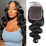 5x5 HD Lace Closure Human Hair Body Wave Closure 10 Inch HD Lace Closure Free Part 100% Human Hair Extensions for Black Women Pre Plucked with Baby Hair Natural Color