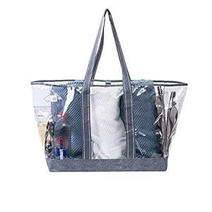 VENO Clear Bag Transparent Vinyl PVC Tote, Stadium, Outdoor, Beach, Pool