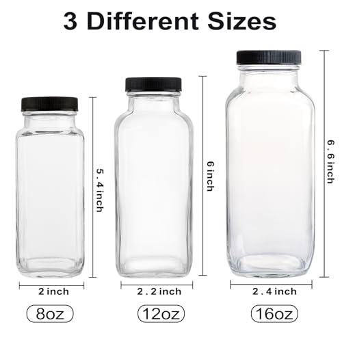 HINGWAH 12 OZ Glass Drink Bottles, Set of 20 Vintage Glass Water Bottles with Lids, Great for storing Juices, Milk, Beverages, Kombucha and More (Labels and Sponge Brush Included) by HINGWAH - Image 7