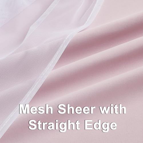 Image of Bujasso Pink Blackout Curtains with Sheer Overlay Mix and Match Double Layer 80% Room Darkening Window Treatment Set for Girls Bedroom Living Room Pink Drapes with Tiebacks Grommet Top 37 inch Wx95 Lx2