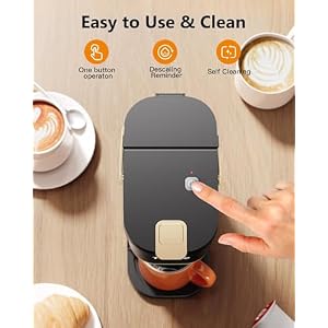 Single Serve One Cup Coffee Maker, for K Cups and Grounds, Mini Coffee Maker with Portable Handle, 6 to 12 Oz Brew Size, for Travel, Camping, Office, RV and Dorm, Black and Gold Single Serve One Cup Coffee Maker for K Cups and Grounds Mini Coffee Maker with Portable Handle 6 to 12 Oz Brew Size for Travel Camping Office RV and Dorm Black and Gold