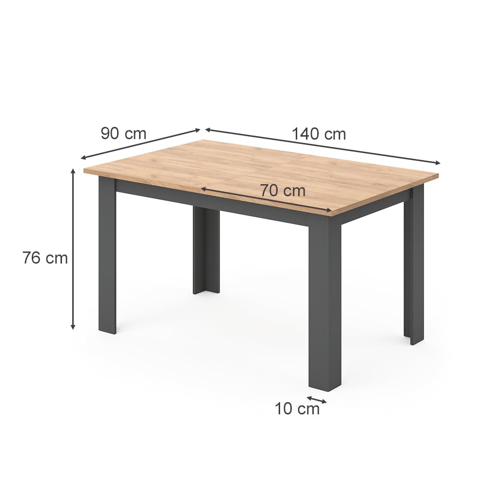 Vicco Esstisch Karlos, Goldkraft Eiche, 140 x 90 cm