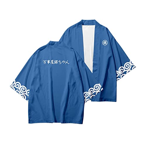 [ノー ブランド] 銀魂 メンズ カーディガン 五分袖 夏 XXS～4XL 羽織 日焼け防止服 シフォン ぎんたま 開襟シャツ ゆったり tシャツ 男女兼用 ビーチシャツ ロングシャツ 薄手 トップス 着物 和式パーカー
