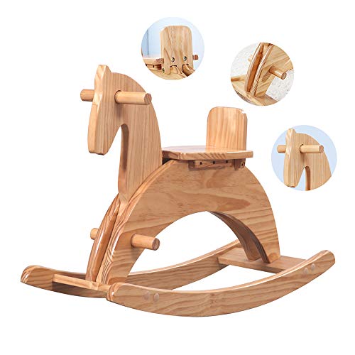 LYXCM Schaukelpferd aus Holz, Vintage-Stil, braun, für Babys bis 1 Jahr, Geschenk