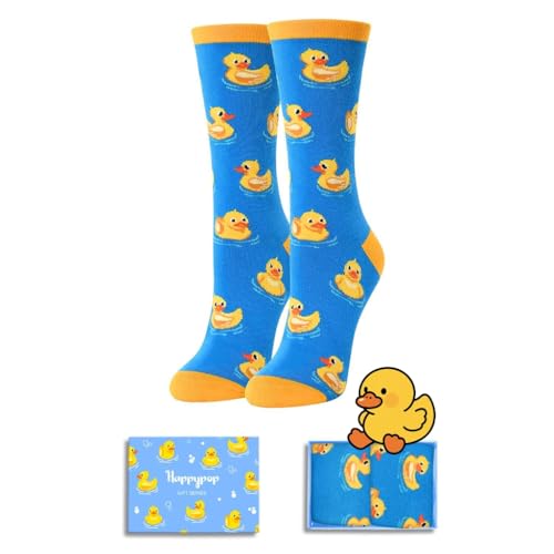 HAPPYPOP Rubber Duck Socks for Women - Funny Cute Fun Rubber Duck Gifts for Animal Lovers Novelty Crazy Gifts for Her