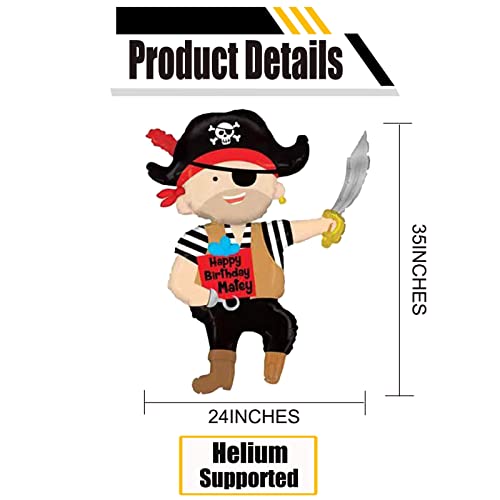 Hbmemory Pirate Party Decorations Giant Ship & Ahoy Foil Mylar Balloon With Happy Birthday Matey Theme Treasure Jolly Roger Supplies #TOP2