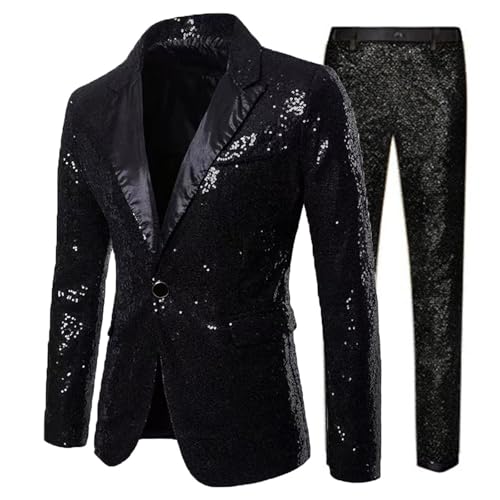Costume à paillettes pour homme avec pantalon scintillant vêtement spectacle brillant