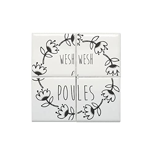 Carreaux céramique décoratifs Wesh les Poules pour masquer les murs ternes et sans âme