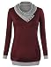 Miusey Women Clothing, V Neck Long Sleeve Flared Shirt Loose Fit Fall To Wear With Leggings Casual Tunic Top Wine Red XX-Large