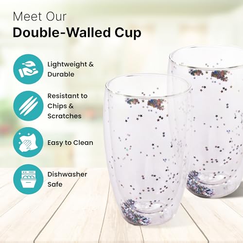 Image of The Better Home Zest Insulated Borosilicate Glass Mugs Set of 2 (450 ml Each) | Double Walled Transparent Coffee & Tea Cups | Gift Mugs | Durable Double Glass Design