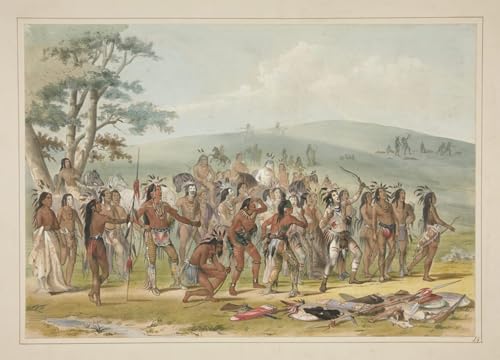 Toile décoration murale Tir à l'arc des Mandans par George Catlin pour salon et bureau