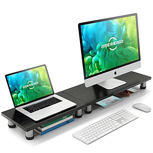 Monitor Stand Riser, 2 Pack Monitor Riser for Computer, Laptop, Printer, Home Office Use by AMERIERGO