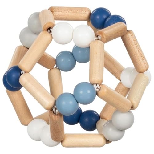 goki Baby 65345 - Greifling Ball aus Holz und Silikon für Babys – Made in Germany, Blau, Jungen, Natürliches Motorikspielzeug zur Förderung des Greifreflexes und der Sprachentwicklung, ab Geburt