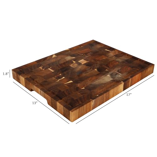 Elama 17 x 13 Inch Thick Acacia Wood Butcher Block – Heavy-Duty Cutting and Serving Board for Meat, Cheese, and Vegetables (17 x 13 Inch) by Elama - Used condition - Image 6