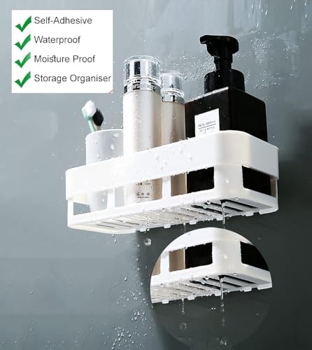 Image of perpetual Bathroom Organiser, Self Adhesive Bathroom Shelf for Wall, Washroom Organizer, Bathroom Rack Stand Without Drilling (2 Pcs) A