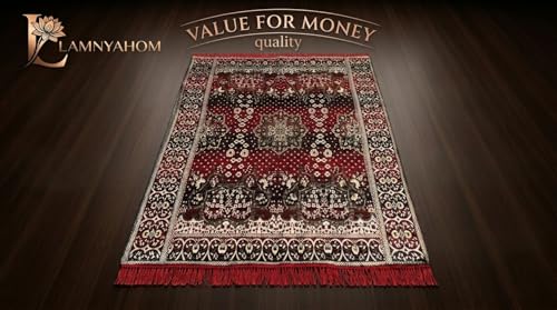 Image of 5x7 Feet Carpet for Living Room | Acrylic Cotton Area Rug | Soft, Durable & Lightweight | Anti-Slip Floor Rug for Bedroom, Hall, Office | Large Washable Carpet (Golden RED)