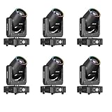 6 Pack 350W 7R Beam Moving Head Light with RGB LED Strip,DMX512 Control Sound Activated Prism Fog Rainbow Effect,48 Prism & 14 Gobos 14 Colors,Auto Correction for Stage DJ Concert Theater