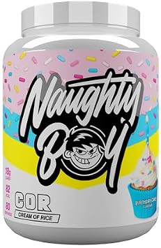 Naughty Boy Cream of Rice 80 Servings - Cream of Rice Supplement, Clean Carbs for Optimal Performance, Incredible Taste & Easy to Digest, Low Sugar, Low Fat, Vegan Friendly, 2kg - Birthday Cake