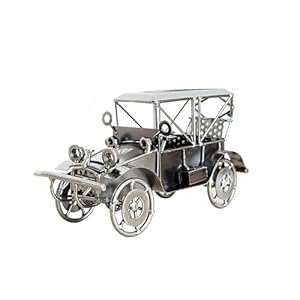 Metal Antique Vintage Car Model Home Décor Handmade Handcrafted Collections Collectible Vehicle (Silver)