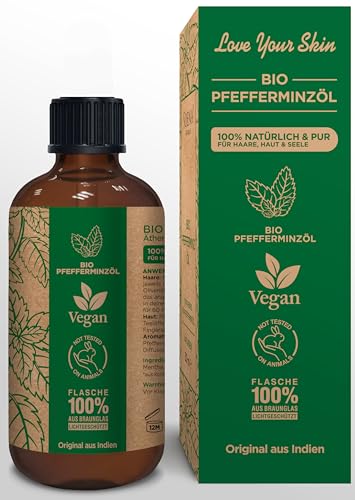BIO PFEFFERMINZÖL | 100% Natürlich & Pur - Ätherisches Öl | Minzöl - | Aromatherapie - Lindert Kopfschmerzen | Therapeutisches Öl