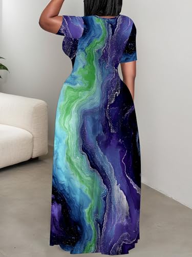 Image of SUZONANA Plus Size Dresses for Women Summer Casual Maxi Dress Short Sleeve Loose Vacation Dress