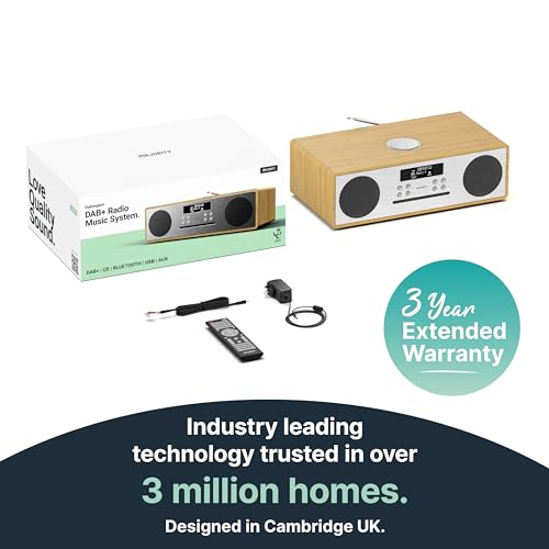 DAB+ Radio & CD Player | Compact Wooden Hi-Fi Music System | Bluetooth Digital Home Stereo | FM, 20 Presets, Dual Alarm, & Remote Control | AUX & USB Input | USB Charging | MAJORITY Oakington (Oak) DAB+ Radio & CD Player | Compact Wooden Hi-Fi Music System | Bluetooth Digital Home Stereo | FM, 20 Presets, Dual Alarm, & Remote Control | AUX & USB Input | USB Charging | MAJORITY Oakington (Oak)