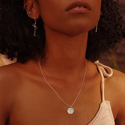 Fettero Pendant Necklace Gold Choker Layered Coin Open Karma Circle Full New Crescent Moon 14K Gold Plated Dainty Simple Moon Phase Jewelry for Women Gift2