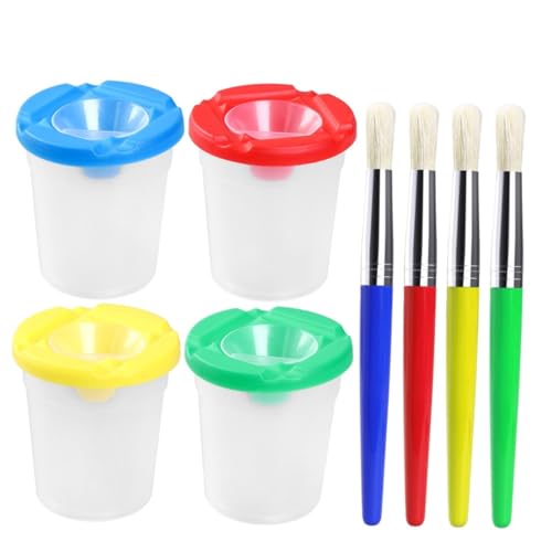 UPKOCH Vasos de Pintura y Pinceles para Cerdas Premium Mango Plástico y Tubo Metálico Fácil de Usar para Principiantes y Mayores de Años Compacto Paquete con Vasos y Pinceles para Dibujo