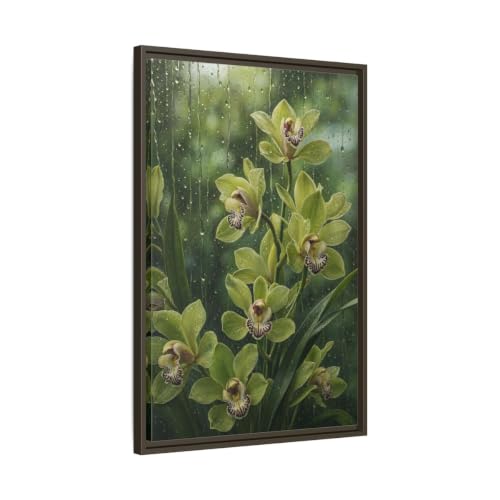 Cadre orchidées vertes pour habiller un grand mur vide de salon