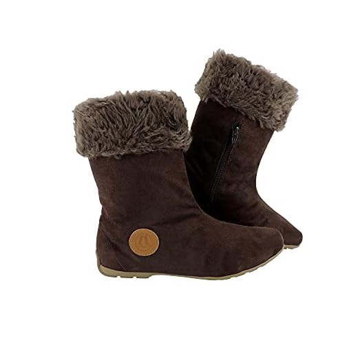 Bota Feminina com Pelo Neve Lã 100% Pelo Dentro Inverno Rasteira LB101 Cor:1-Marrom-Marrom;Tamanho:39