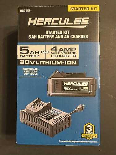 20V 5 Ah Extended-Performance Lithium-Ion Battery and 4 Amp Multi-Voltage Charger Starter Kit - Compatible with Hercules