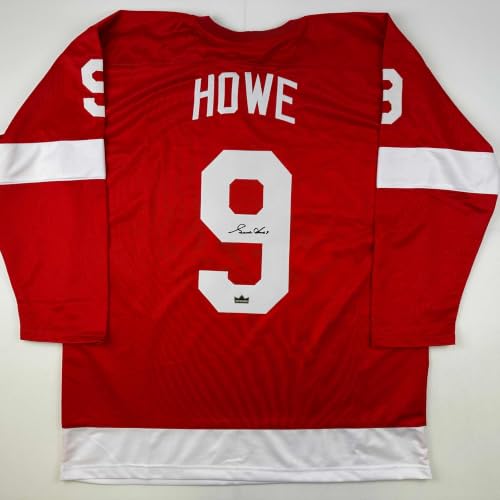 Facsimile Autographed Gordie Howe Detroit Red Reprint Jersey (Men's XL)