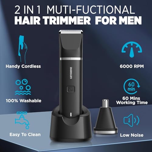 Image of Electric Razor for Men: 2-in-1 Beard & Nose Hair Trimmer for Men - IPX7 Waterproof Shavers for Temple Groin Body Ear Hairs Trimmer - Best Gifts for Husband