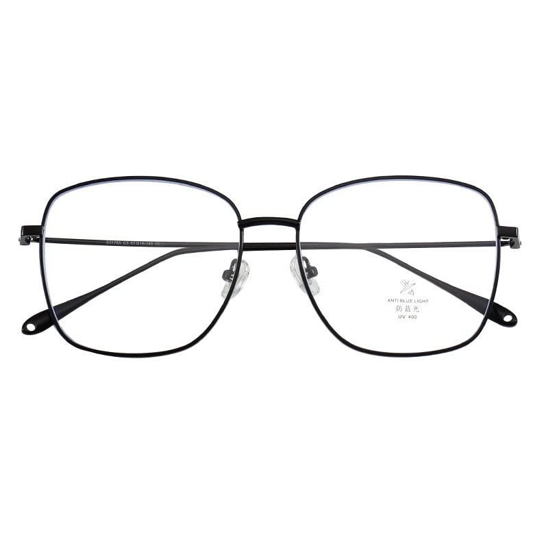 Okulary do czytania blokujące niebieskie światło dla mężczyzn, stylowe okulary do czytania z metalu z wygodnymi zawiasami sprężynowymi, okulary nieoślepiające (kolor: czarny, rozmiar: +1,00)