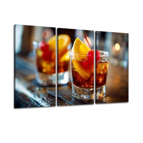 3 Piece Canvas Wall Art Prints Picture tasty alcoholic old